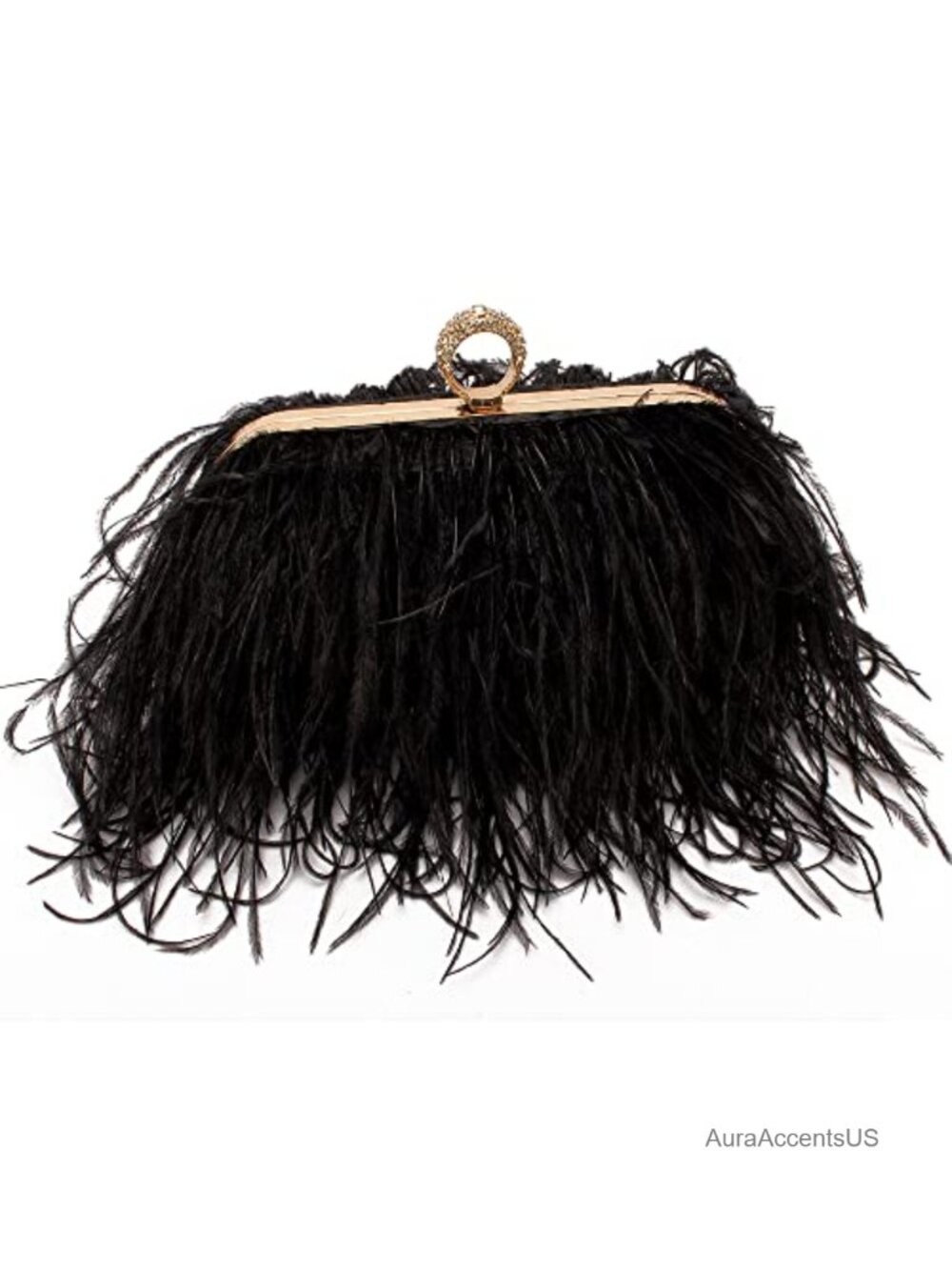 Vintage Ostrich Feather Evening Bag Clutch Purse
